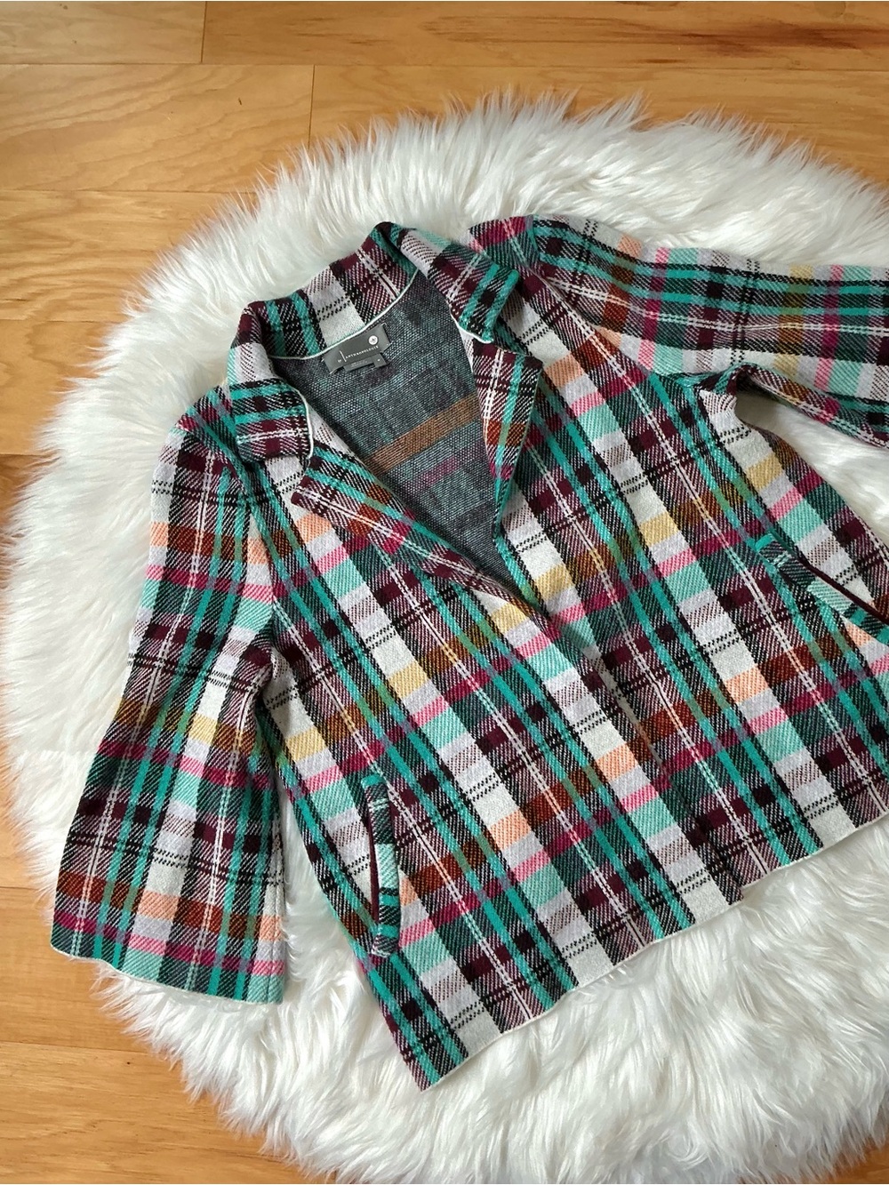 Anthropologie Rosetta Cropped Plaid Blazer Jacket Size M